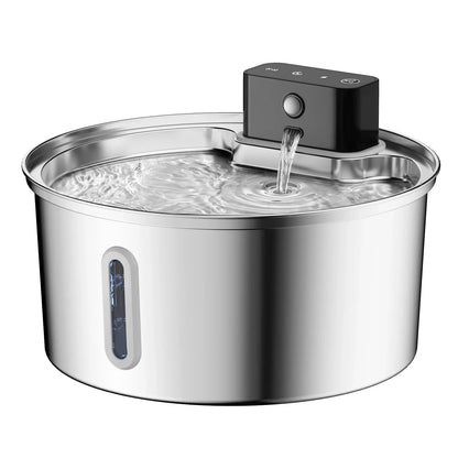 3.2L Stainless Steel Pet Water Fountain — Wireless Charging, Auto Induction & Cycle Filter