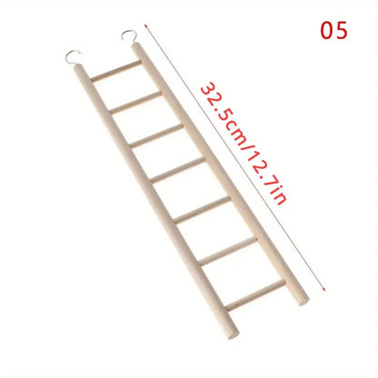 Natural Pine Wood Hanging Ladder Perch for Birds, Parrots & Hamsters