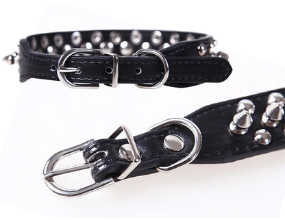 PU Leather Punk Rivet Spiked Collar for Small Dogs & Cats