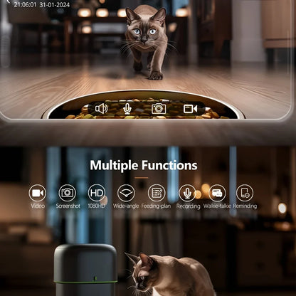 Smart Pet Feeder with HD Camera - 2L Automatic Food Dispenser with WiFi & Video Monitoring