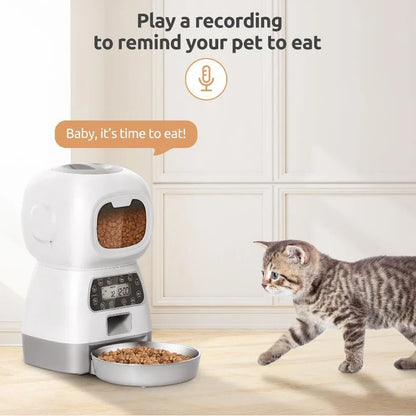 3.5L Smart Automatic Pet Feeder with Voice Recorder — Wi-Fi App or Key Control for Cats & Dogs
