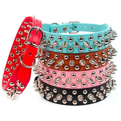 PU Leather Punk Rivet Spiked Collar for Small Dogs & Cats