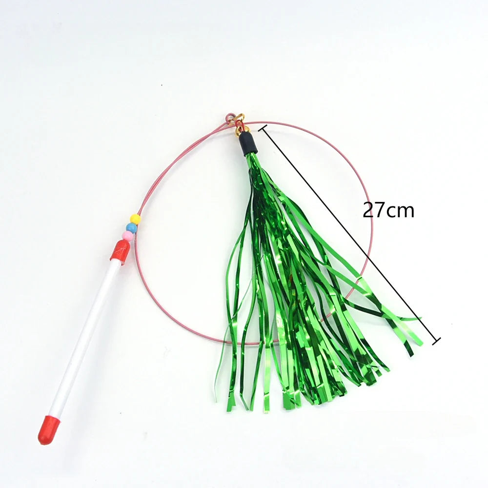 Interactive Feather Wand Cat Toy - Wire Teaser Stick for Kittens