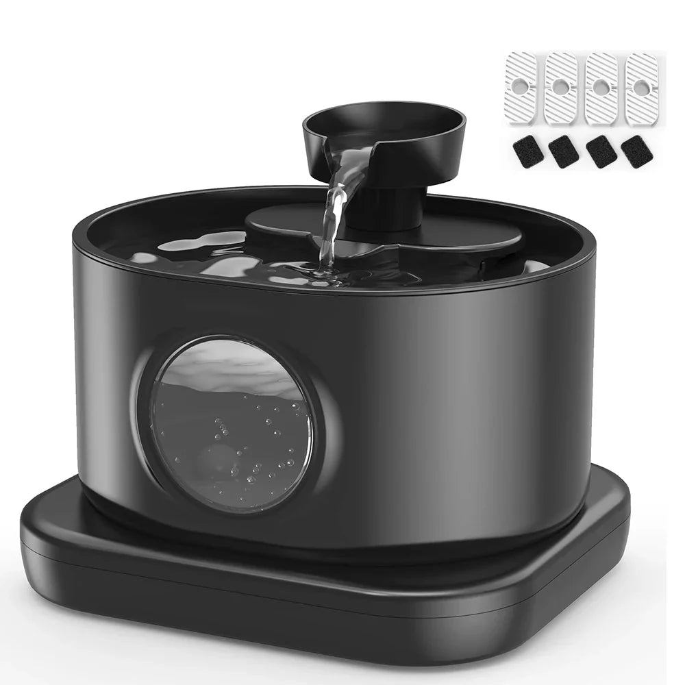 Wireless Pet Water Fountain with Filtration - 2.8L Silent Rechargeable Dispenser