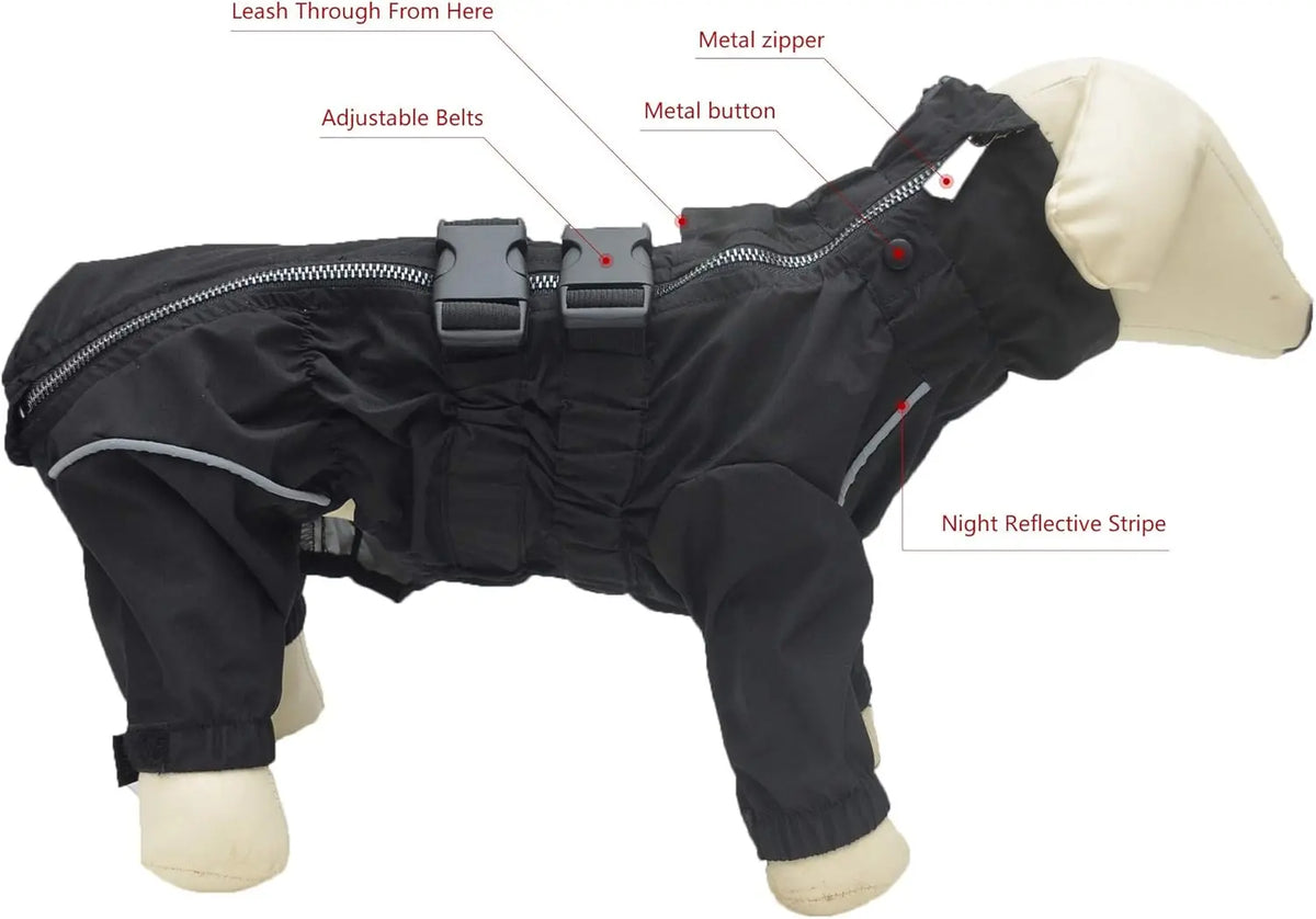 Waterproof Dog Raincoat - Lightweight Reflective Safety Vest for All Dog Sizes
