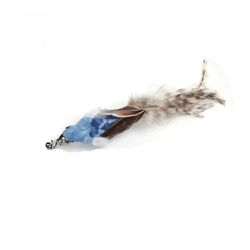 Interactive Bird Feather Wand Cat Toy with Bell - Teaser Stick for Kittens