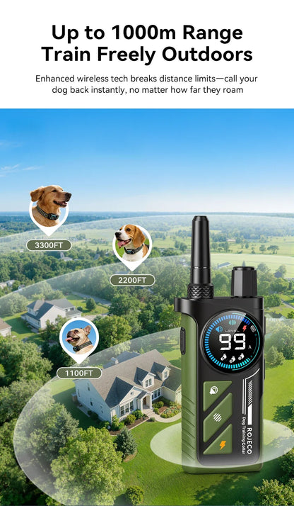 1000m Remote Dog Training Collar with Vibration & Bark Control