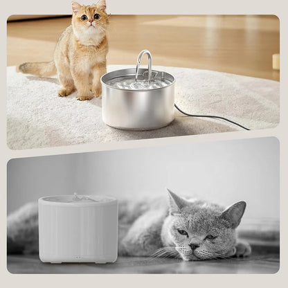 2.2L Stainless Steel Silent Pet Water Fountain — Dual Style with Filter & Sensor Options