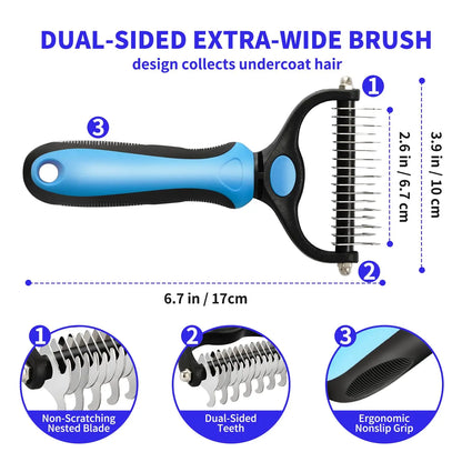 Pet Deshedding Brush - Professional Dog & Cat Hair Remover Grooming Comb