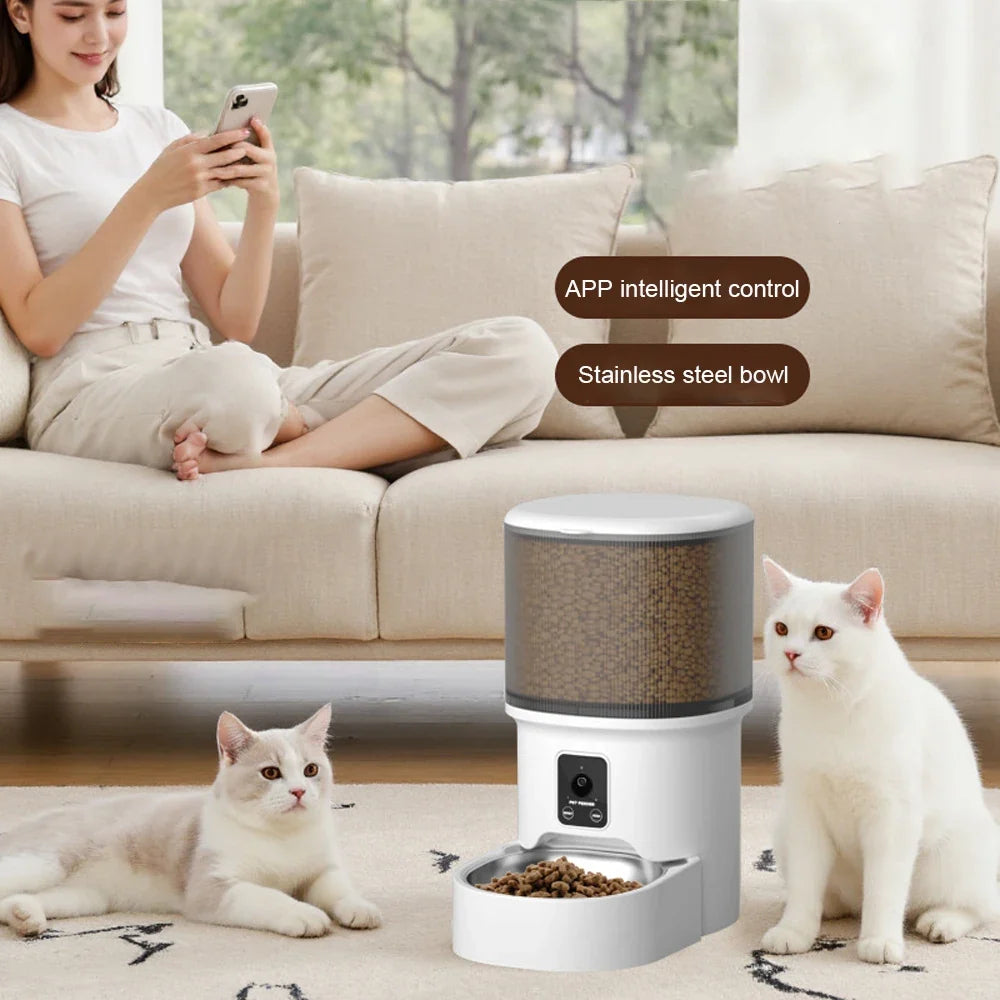 Smart WiFi Pet Feeder with Video Camera and Water Fountain
