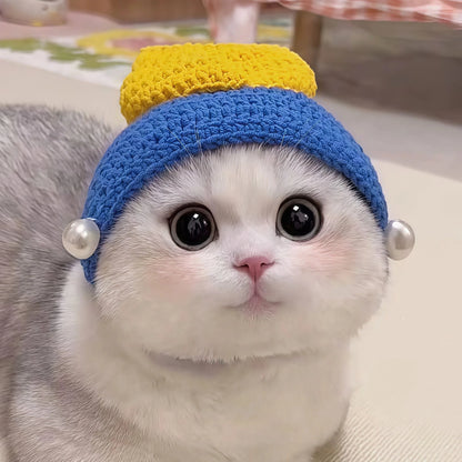 Knitted Hat & Scarf Costume Set for Cats
