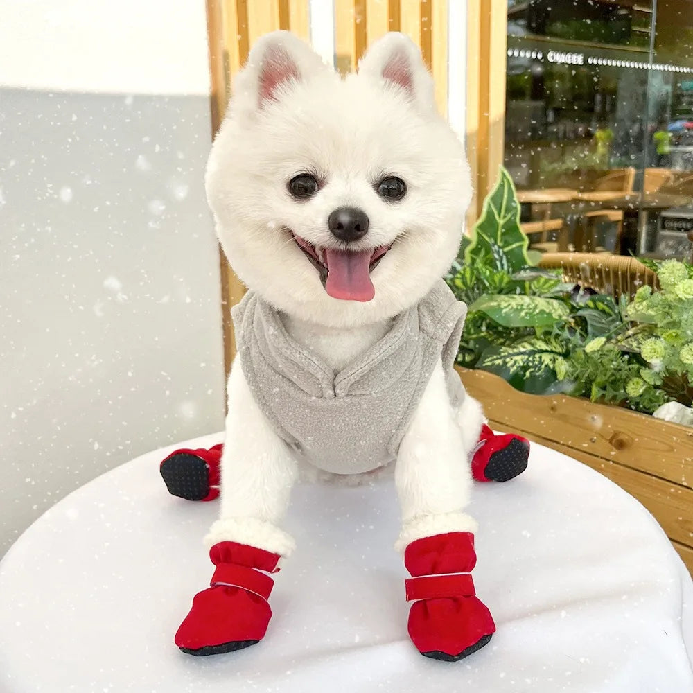 Winter Anti-Slip Dog Boots | Set of 4 for Small & Medium Dogs & Cats
