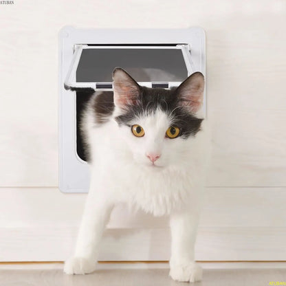 4-Way Cat Door - Magnetic Closure Indoor Pet Door for Cats up to 20lbs