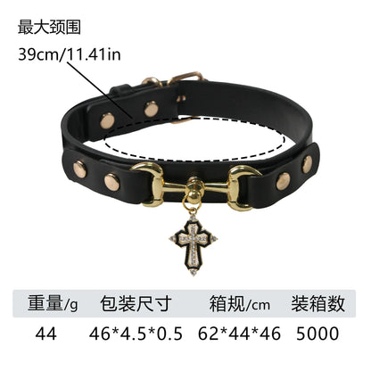 Heart Print Leather Collar for Small Dogs & Cats