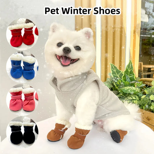 Winter Anti-Slip Dog Boots | Set of 4 for Small & Medium Dogs & Cats