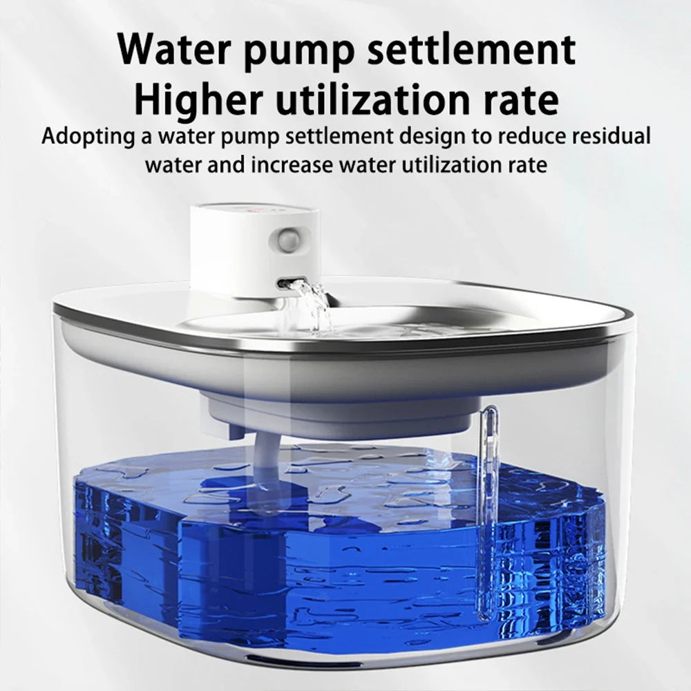 4L Stainless Steel Wireless Pet Water Fountain with Motion Sensor