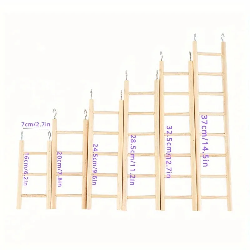 Natural Pine Wood Hanging Ladder Perch for Birds, Parrots & Hamsters