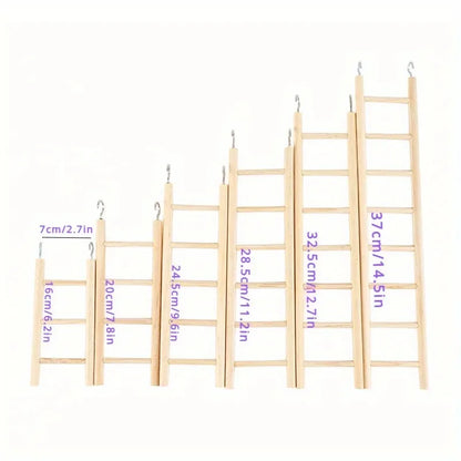 Natural Pine Wood Hanging Ladder Perch for Birds, Parrots & Hamsters