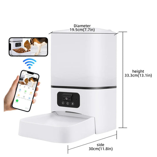 Smart WiFi Pet Feeder with HD Camera - 6L Large Capacity Automatic Dispenser