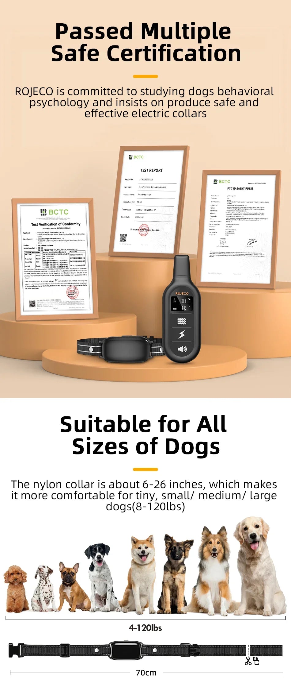 Remote Dog Training Collar — 3300ft Range, Waterproof with Vibration & Bark Control