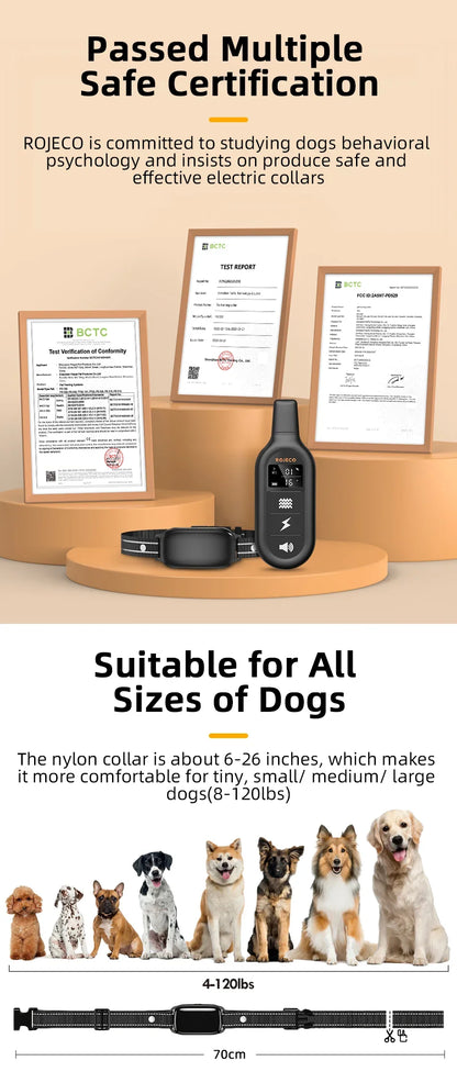 Remote Dog Training Collar — 3300ft Range, Waterproof with Vibration & Bark Control