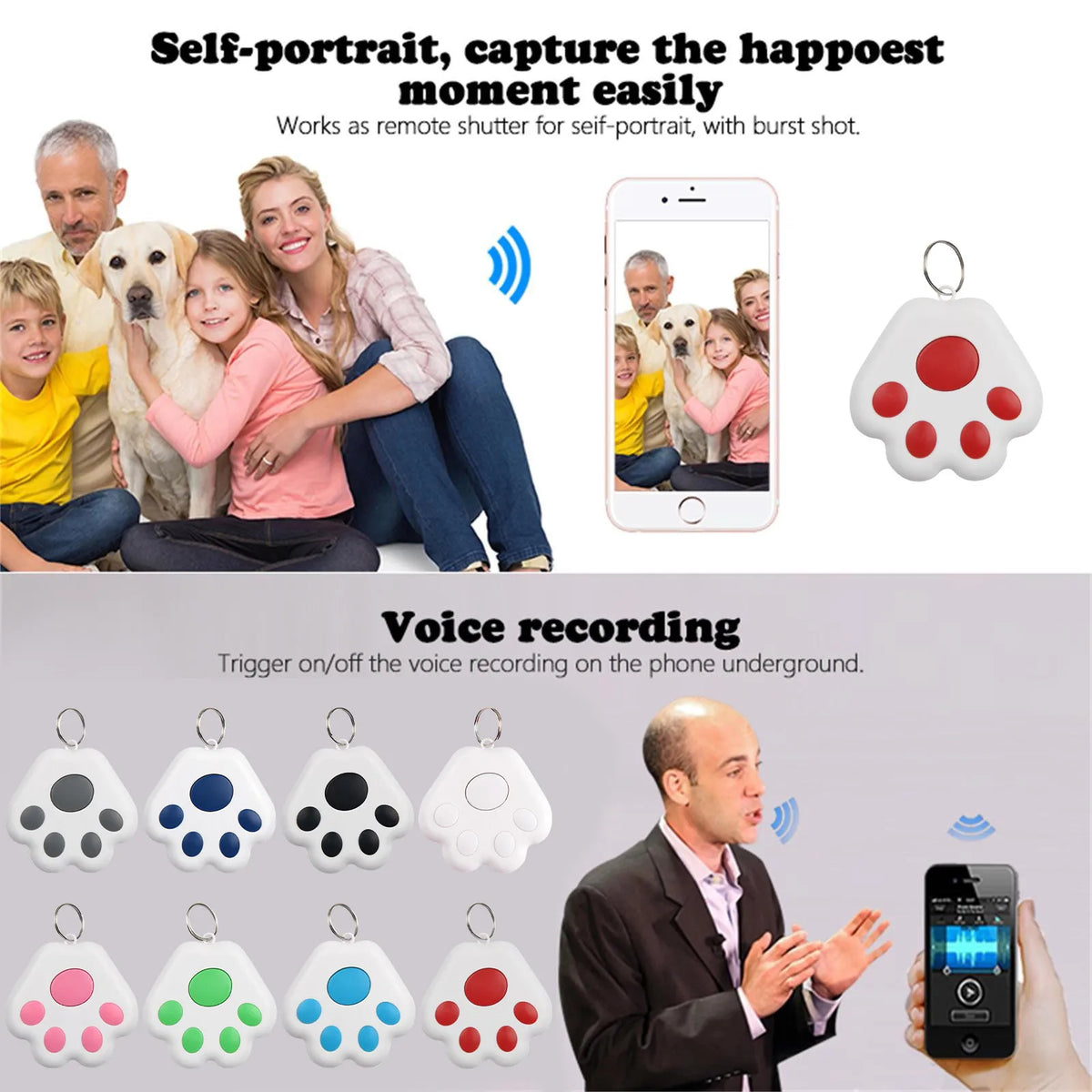 Bluetooth 5.0 Mini Anti-Lost Tracker Tag for Pets, Kids, Keys & Bags