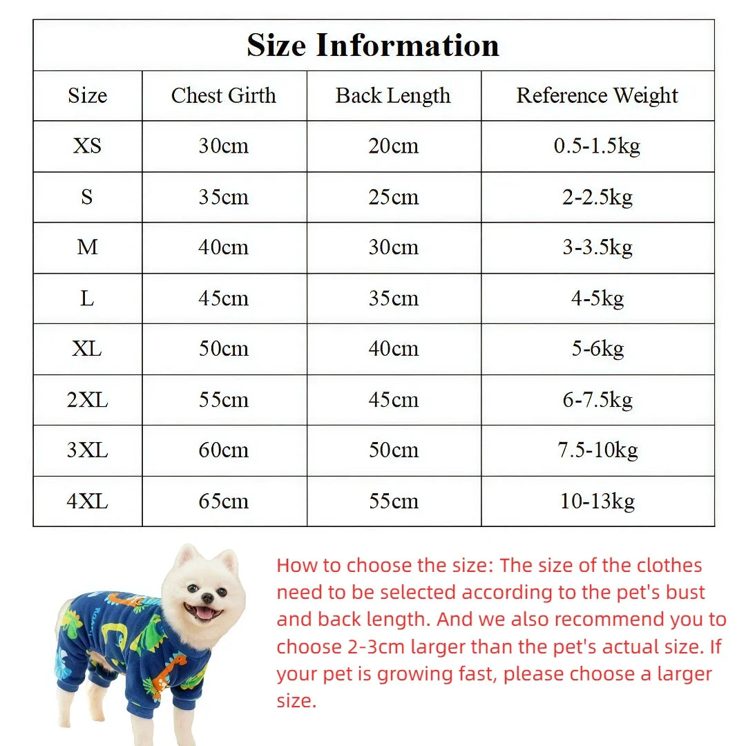 Fleece Dog & Cat Jumpsuit with Leash Ring | Soft Warm Autumn Winter Coat for Puppies to Large Dogs