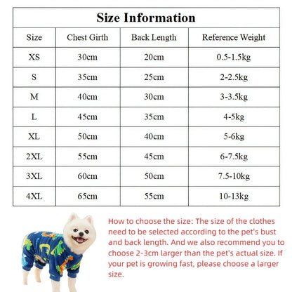 Fleece Dog & Cat Jumpsuit with Leash Ring | Soft Warm Autumn Winter Coat for Puppies to Large Dogs