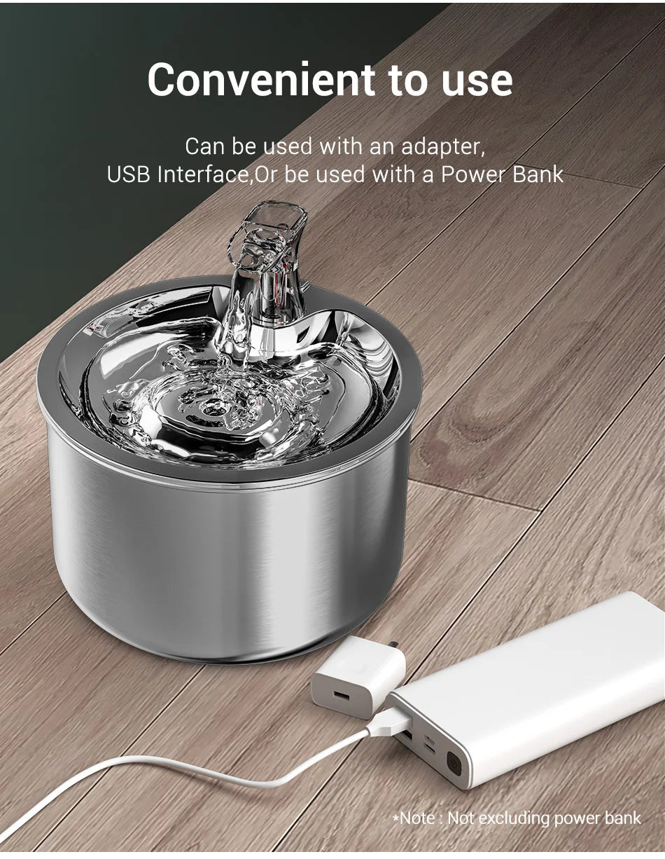 Premium Stainless Steel Cat Water Fountain with Smart Motion Sensor