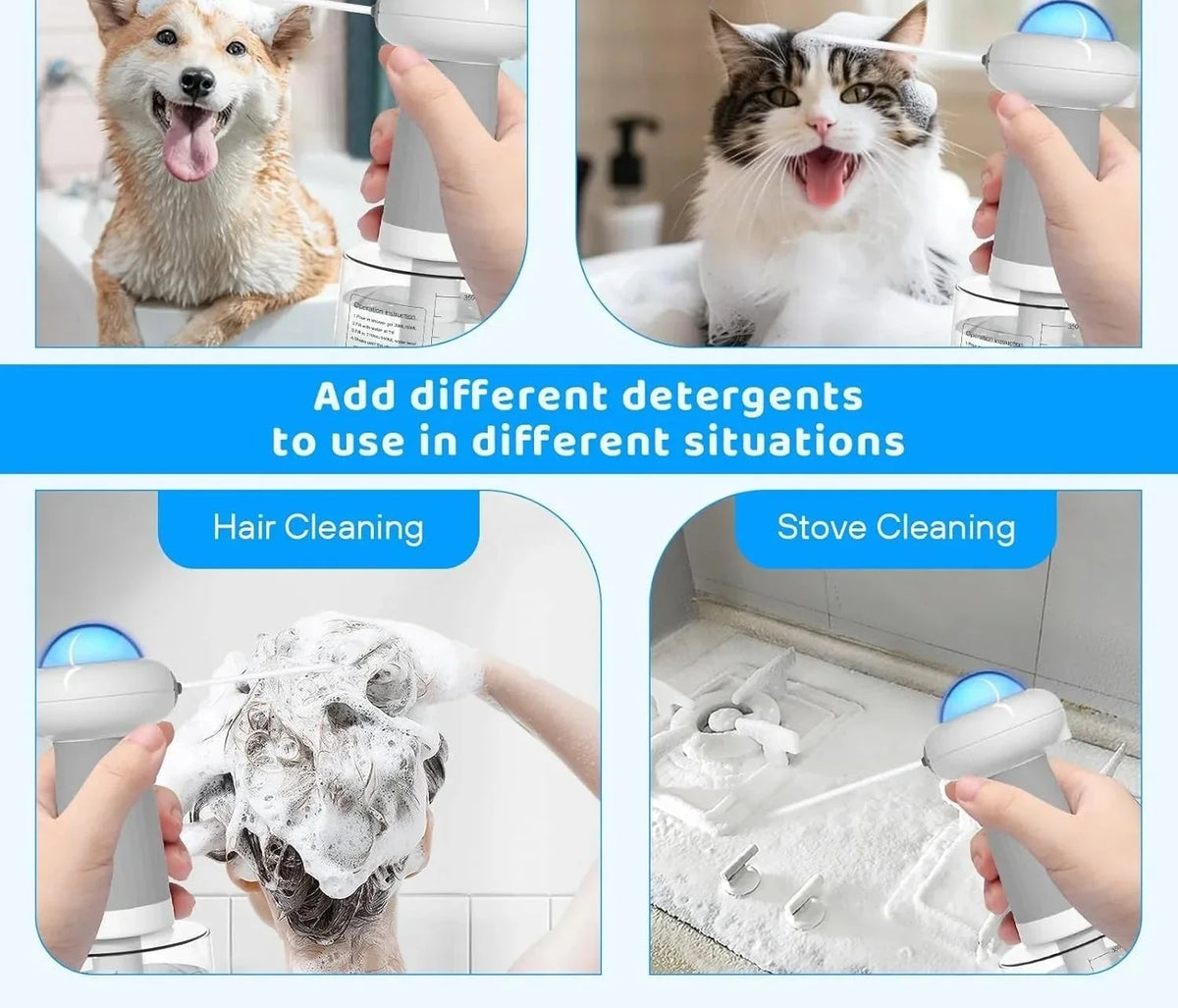 Electric Foaming Pet Shampoo Dispenser for Dogs & Cats
