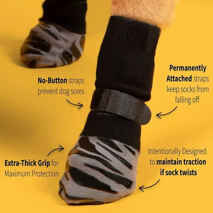 Anti-Slip Knitted Dog Socks with Paw Grip – Pack of 4