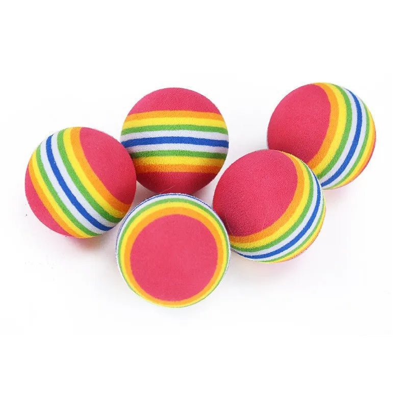 Rainbow Ball Cat Toys - Silent Elastic Balls Multi-Pack