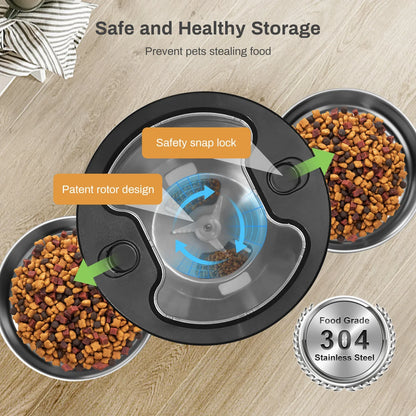 4.5L Smart WiFi Pet Feeder with Dual Stainless Steel Bowls - Automatic Food Dispenser for Cats & Dogs