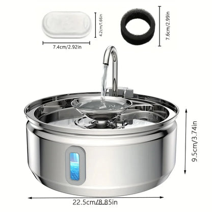 Smart Pet Water Fountain with Visual Window - 3.2L Stainless Steel Automatic Dispenser