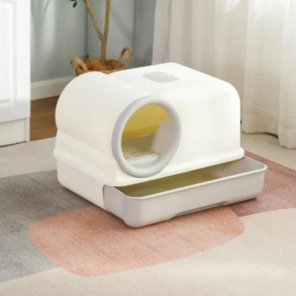 Extra Large Enclosed Self-Cleaning Cat Litter Box — Anti-Splash Foldable Drawer & Odour Control