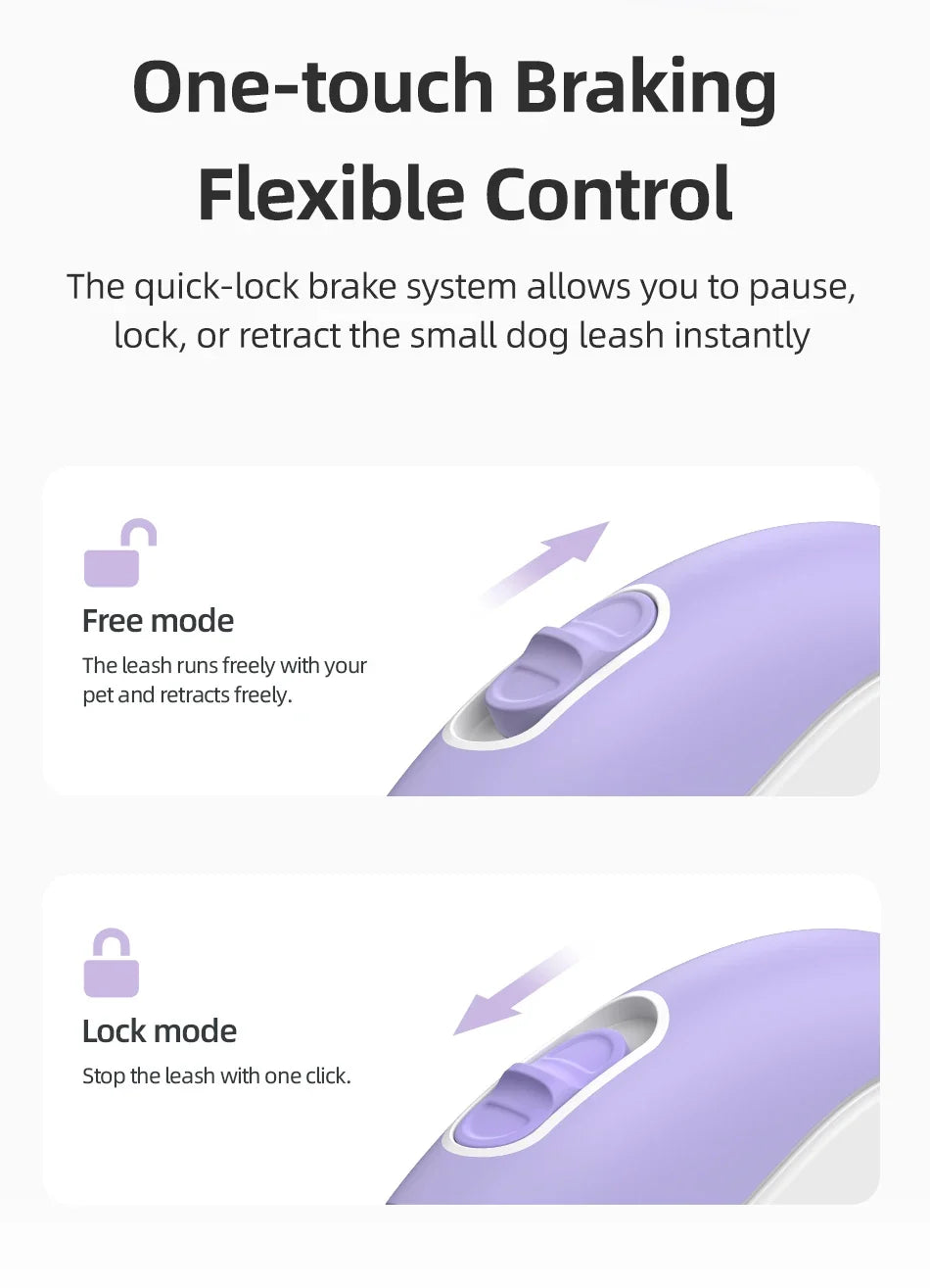 Mini Retractable Dog Leash - 3M Extendable Lead for Small to Medium Dogs