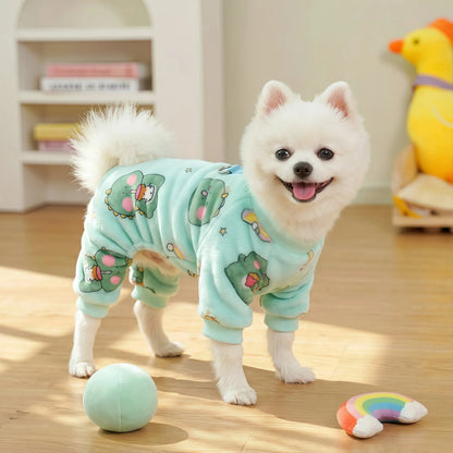 Fleece Dog & Cat Jumpsuit with Leash Ring | Soft Warm Autumn Winter Coat for Puppies to Large Dogs