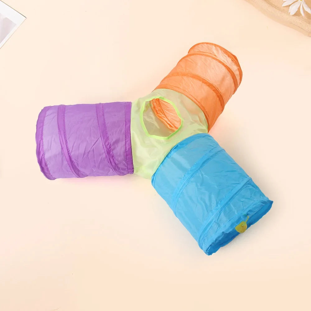 Y-Shaped Rainbow Cat Tunnel — 3-Way Interactive Play Tube