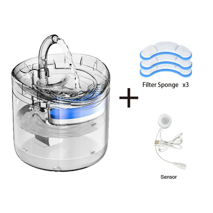 2L Motion-Sensor Pet Water Fountain with Activated Carbon Filter — USB Powered