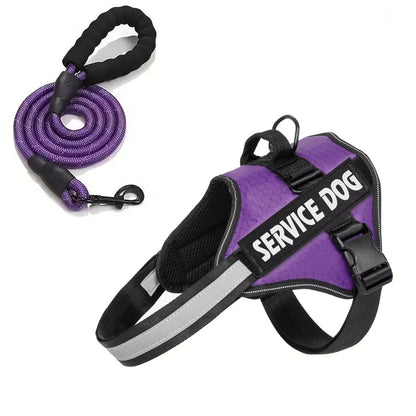 Reflective Adjustable Dog Chest Harness & Walking Lead for Large Dogs