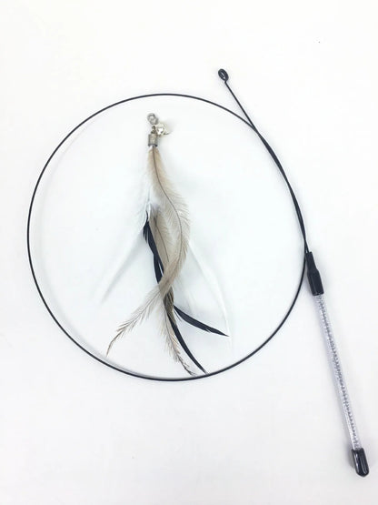 Interactive Feather Wand Cat Toy - Wire Teaser Stick for Kittens