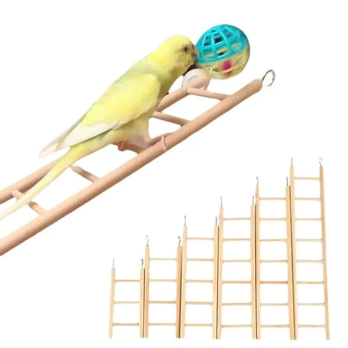 Natural Pine Wood Hanging Ladder Perch for Birds, Parrots & Hamsters
