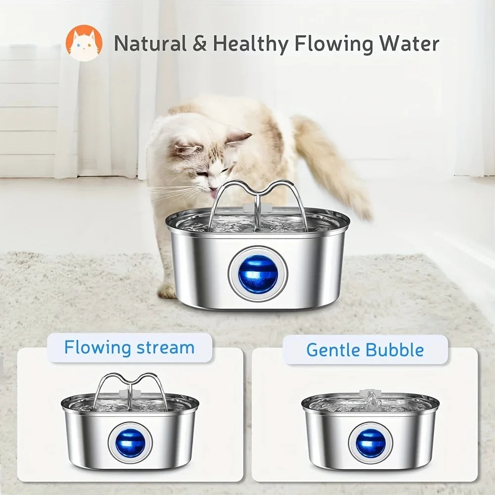 3.2L Stainless Steel Smart Pet Water Fountain with Visual Water Level Window