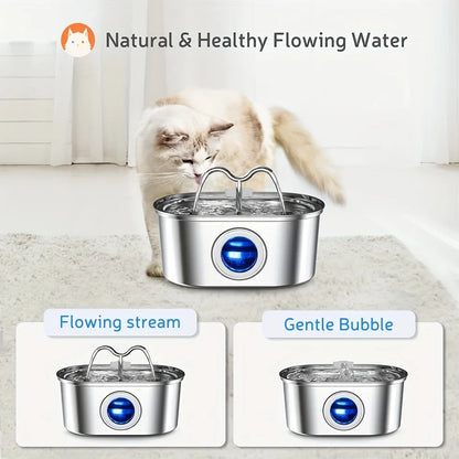 3.2L Stainless Steel Smart Pet Water Fountain with Visual Water Level Window