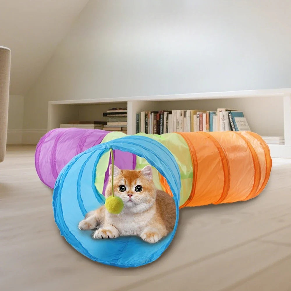 Y-Shaped Rainbow Cat Tunnel — 3-Way Interactive Play Tube
