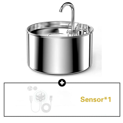 2.2L Stainless Steel Silent Pet Water Fountain for Cats & Dogs