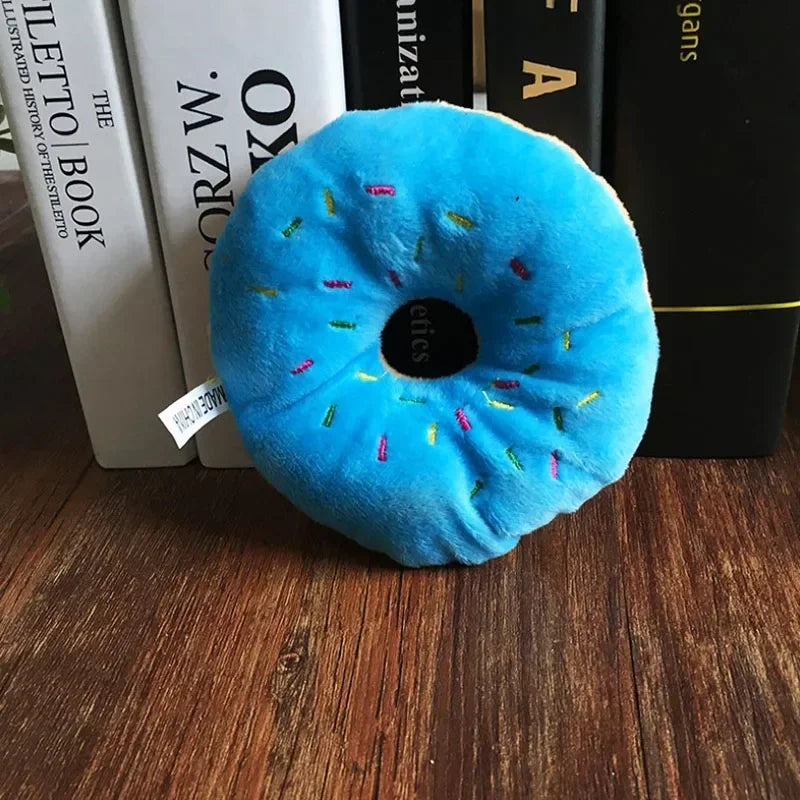 Soft Donut Squeaky Plush Dog Toy