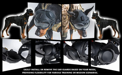 Tactical Dog Helmet with Removable Ear Guards — Adjustable Head Protection for Working Dogs & Large Breeds