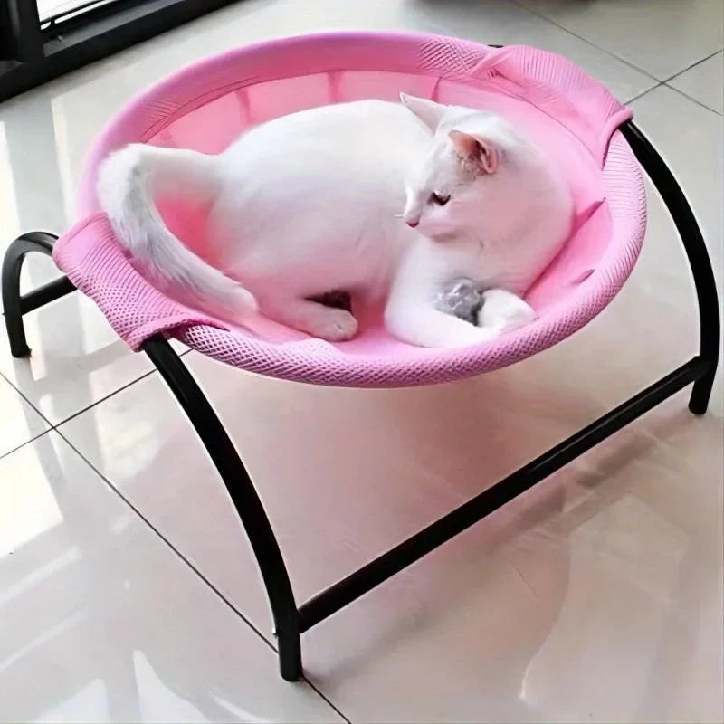 Elevated Pet Hammock Bed - Free-Standing Metal Frame with Breathable Fabric