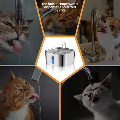 Large Pet Water Fountain - 7L Stainless Steel Automatic Dispenser with Silent Operation